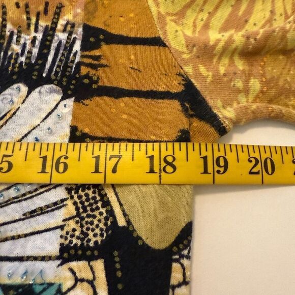 Vintage Y2K Alexandria Pierce Beaded/Sequined 3/4 Slv T Shirt Sz M Art to Wear - Picture 9 of 13